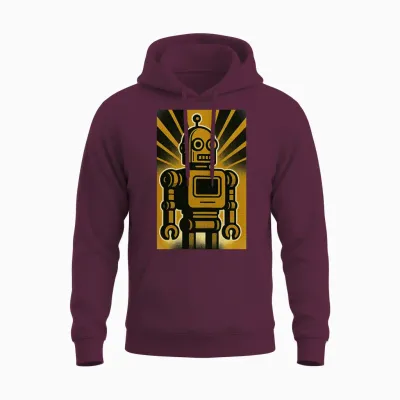 Retro Robo Unisex Hoodie - Maroon