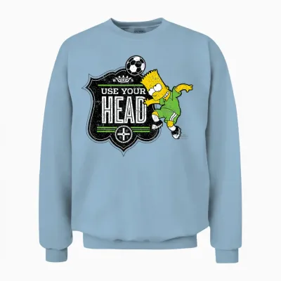 The Simpsons Soccer Bart Simpson Use Your Head Unisex Sweatshirt - Light Blue