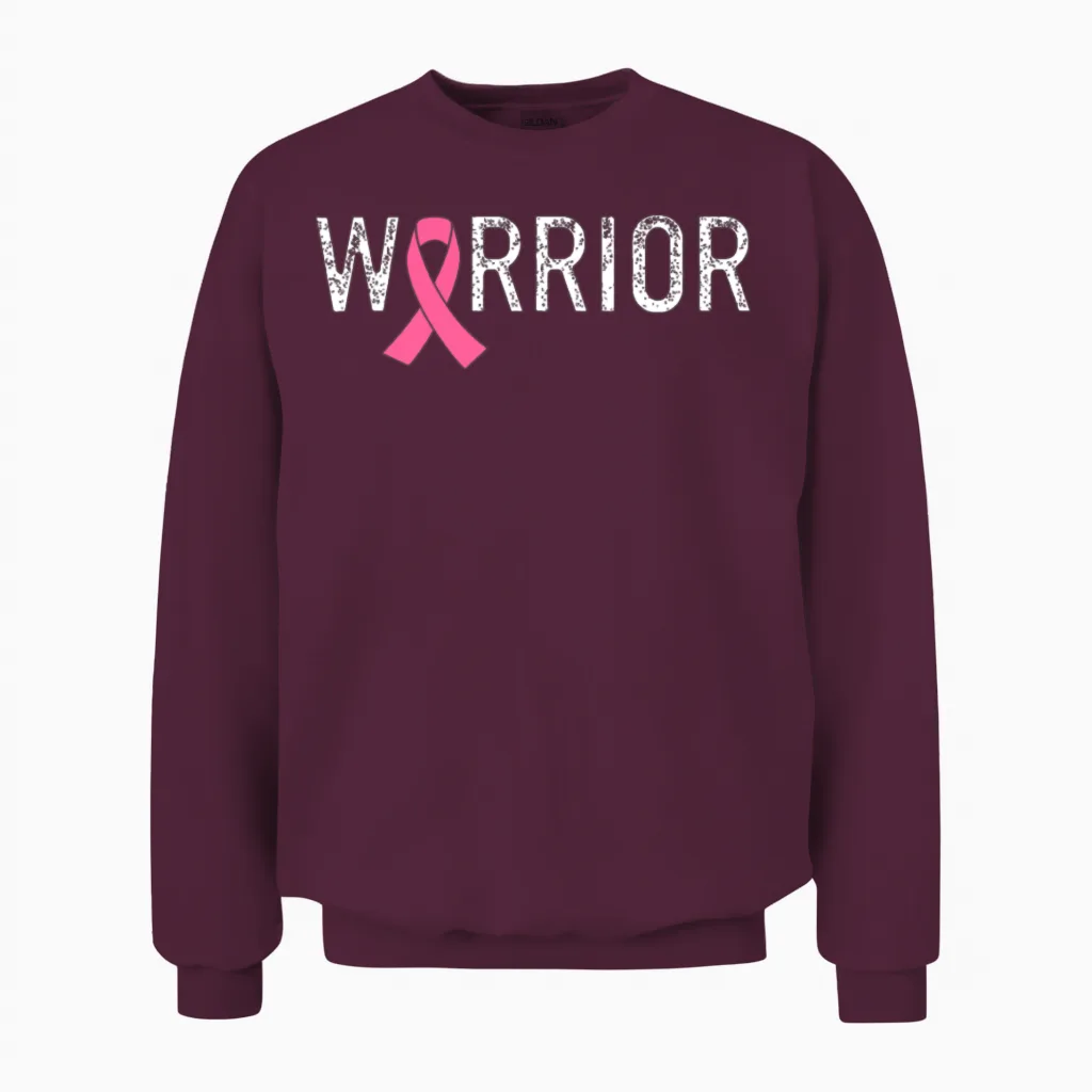 Breast Cancer Warrior, Breast Cancer Unisex Sweatshirt in Maroon