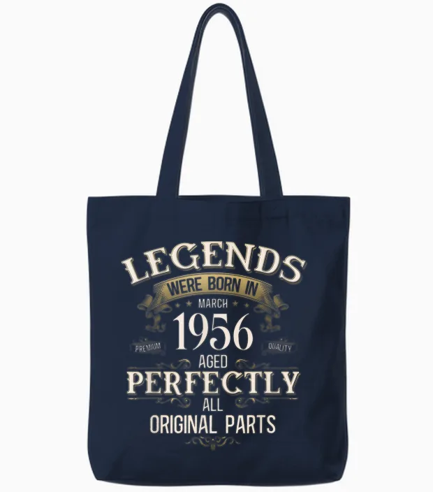 70 Ans Anniversaire Homme Cadeau Mars 1956 Vintage Tote Bags in Navy