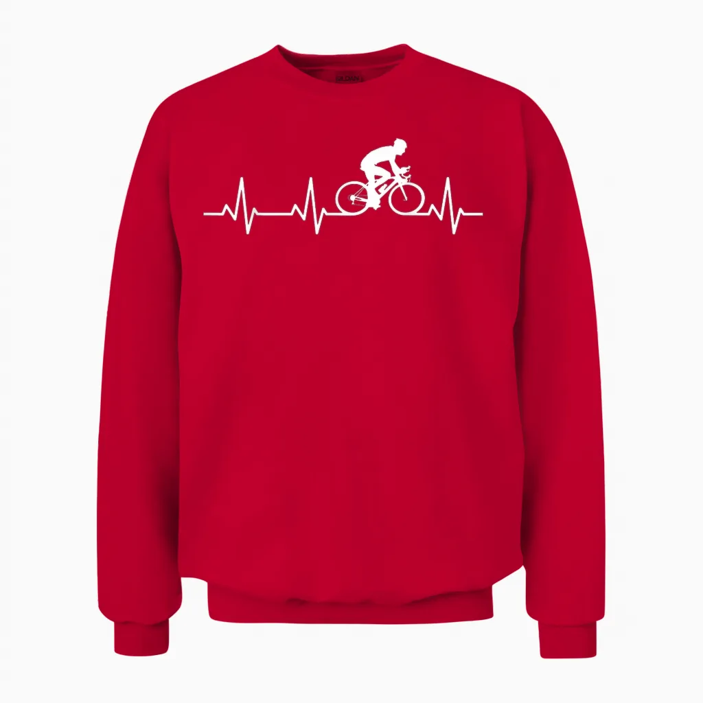 Herzschlag Radfahrer Ekg Fahrrad Herzlinie Unisex Sweatshirt in Red