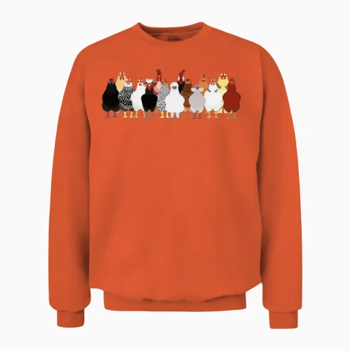 Women Chicken Shirt Chicken Bird Lovers Unisex Sweatshirt in Orange