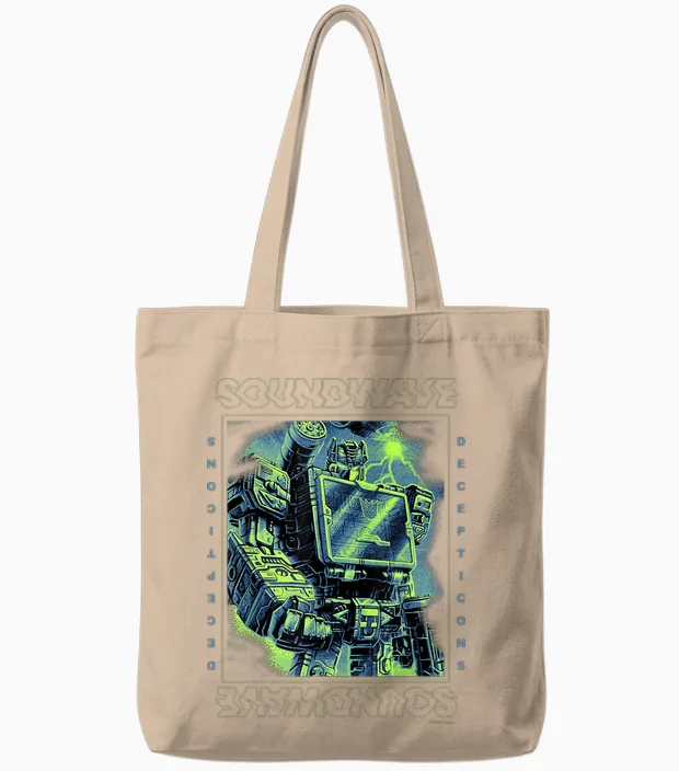 Transformers: War for Cybertron Soundwave Portrait Unisex-Adults T-Shirt, Black, Small Tote Bags in Natural