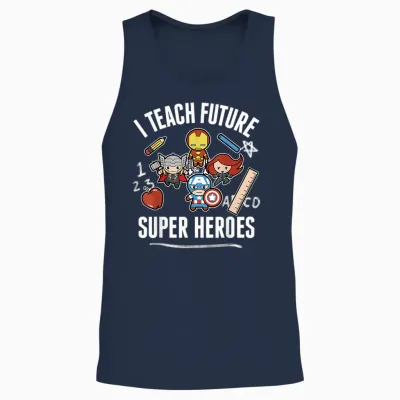 Marvel Avengers Classic I Teach Super Heroes Graphic Unisex Tank Top - Navy