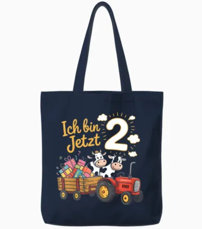 Ich Bin Jetzt 2 Traktor Bauernhof 2. Geburtstag Junge Tote Bags - Navy