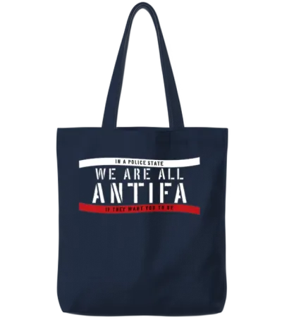 We Are All Antifa (wht) Tote Bags - Navy