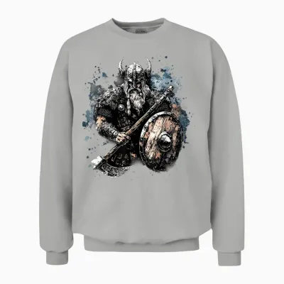 Viking Warrior Valhalla Norse Mythology Unisex Sweatshirt - Ash