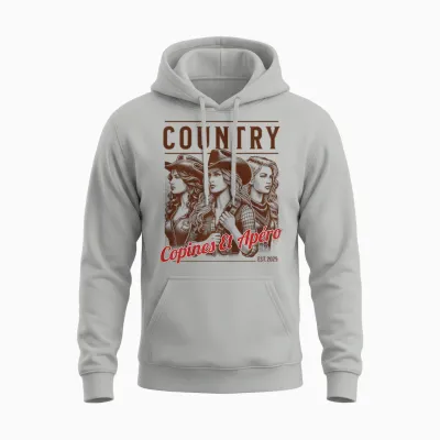 Country Copines Et Apéro Cadeau Humour Femme De La Campagne Unisex Hoodie - Ash