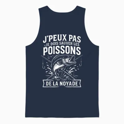 I Can Not I Must Save Fish Humor Fishing Fisherman Unisex Tank Top - Navy