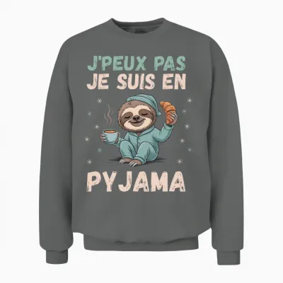 J'peux Pas Je Suis En Pyjama Funny Gift with Sloth Unisex Sweatshirt - Graphite Heather