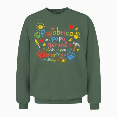 Cadeau Papa Bricoleur Papabrico Fête Des Pères Original Noël Unisex Sweatshirt - Military Green