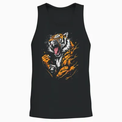 Tigre Musculaire Musculaire Musculation Rugissement Unisex Tank Top - Black