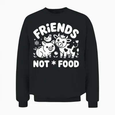 Friends Not Food - Funny Vegan Unisex Sweatshirt - Black