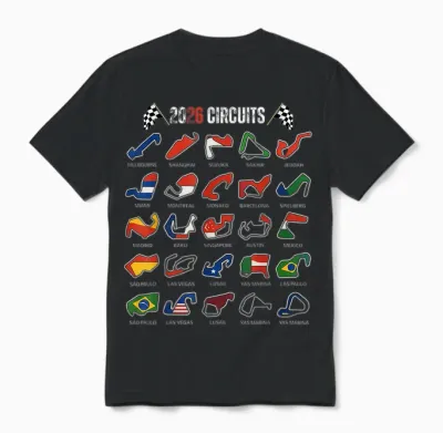 Calendar 2026 Circuit Race Car Silhouette Unisex T-Shirt - Black