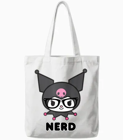 Sanrio Kuromi Nerd Glasses Tote Bags - White