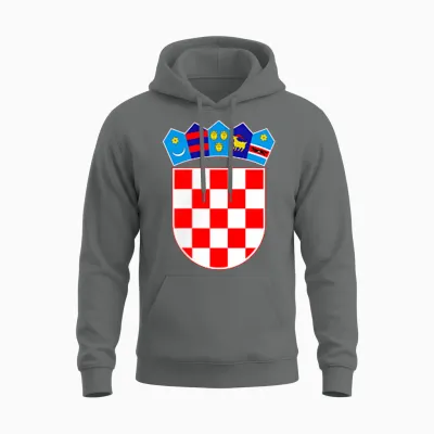 Hrvatska Kroatien Croatia T-Shirt Kroatien Wappen Nationalflagge Kroatien Hrvatska Schwarz Klein Crew-Ausschnitt Lässig Unisex Hoodie - Graphite Heather