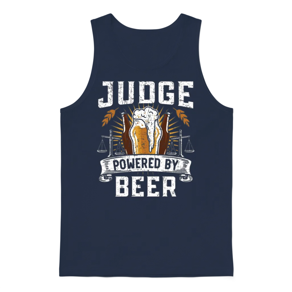Judge Powered by Beer Drinker Judge Lawyer Justice Unisex Tank Top - Navy