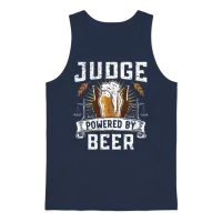 Judge Powered by Beer Drinker Judge Lawyer Justice Unisex Tank Top - Navy – 1