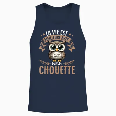 Je M'en Fous Je Suis Une Chouette - Cute Owl T-Shirt, Black, S Unisex Tank Top - Navy