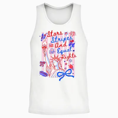 Stars Stripes and Equal Rights 4th of July Liberty Women Unisex Tank Top - White