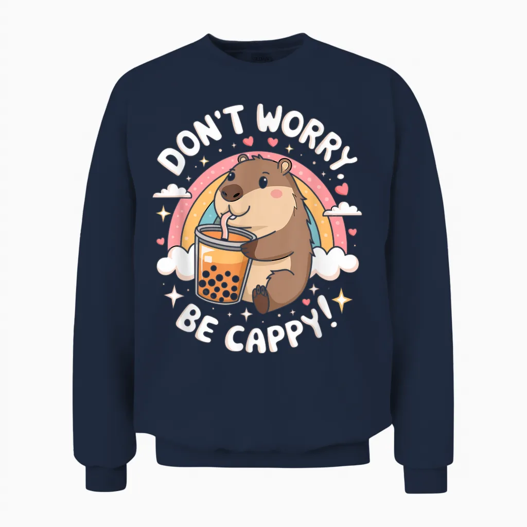 Don't Worry Be Cappy Happy Ocean Stimmungsdesign Unisex Sweatshirt in Navy