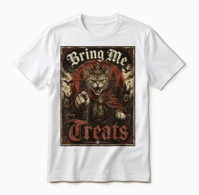 Chat Médiéval En Colère Unisex T-Shirt - White