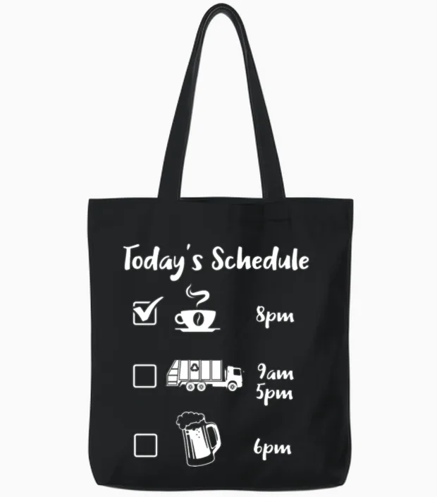 Today's Schedule Garbage Truck Garbage Vehicles Tote Bags in Black