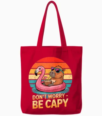 Dont Worry Be Capy Sleep Shirt Costume Pyjamas Capybara Tote Bags - Red