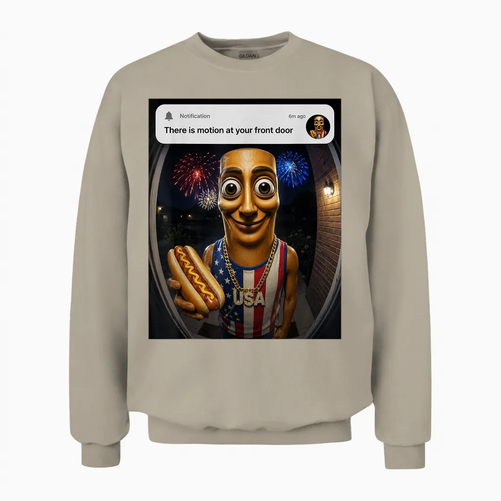 Tung Tung Tung Sahur Fourth of July Brianrot Unisex Sweatshirt in Sand