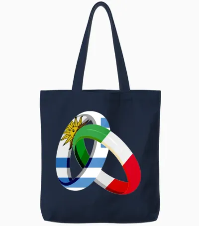 Uruguay Flag Italy Grown Ring Marriage Wedding Tote Bags - Navy