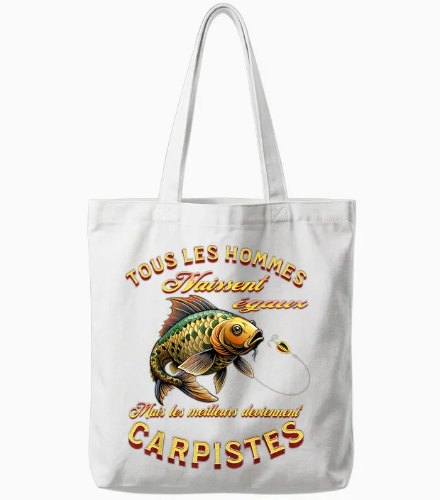 Carp Fishing Carp Gift T-Shirt, Black, S Tote Bags in White