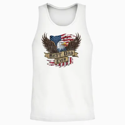 Father's Day Usa American Flag Best Dad Ever Unisex Tank Top - White