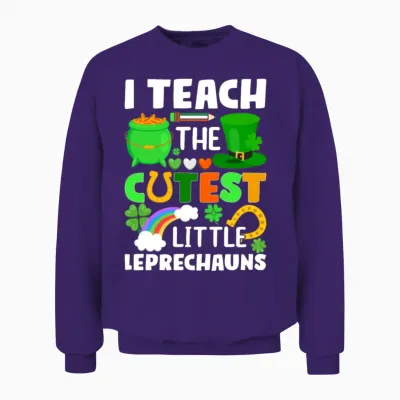 St. Patricks Day Teacher Cutest Little Leprechauns Unisex Sweatshirt - Purple