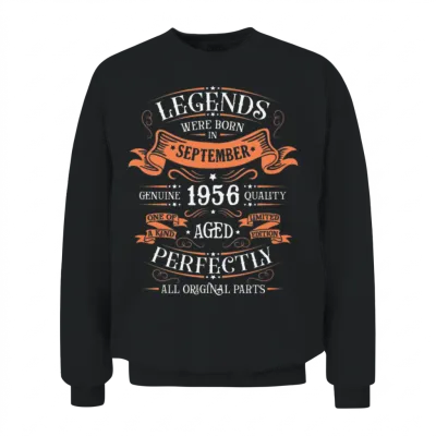 1956 Year Birthday Since September 1956 Unisex Sweatshirt - Black