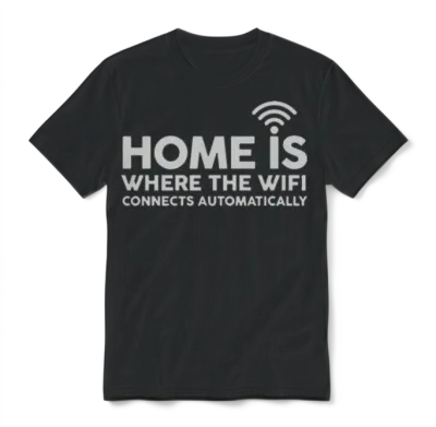Home Is Where the Wifi Funny Unisex T-Shirt - Black