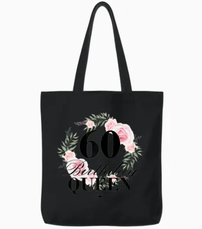 Ladies 60th Birthday Queen 60 Years T-Shirt, White, S Tote Bags - Black