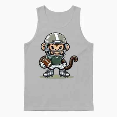 Cute American Football Player Monkey Unisex Tank Top - Ash