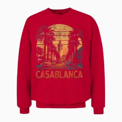Casablanca Marokko Vintage 80er Jahre Stil Retro Unisex Sweatshirt - Red