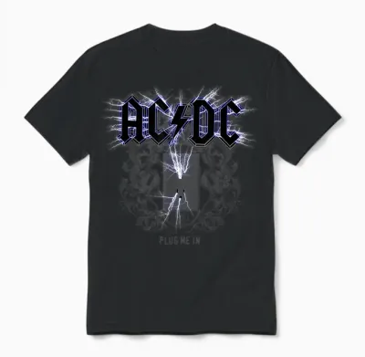 Officiel Ac/dc Plug Me in Artwork Acdc Rock Unisex T-Shirt - Black