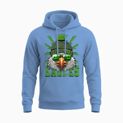 Vintage Cool Face Eagles with Sunglasses Women Men Tees Unisex Hoodie - Carolina Blue