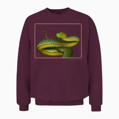 Real Green Pit Viper T-Shirt – Wildlife Design Unisex Sweatshirt - Maroon