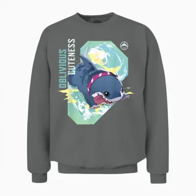 Marvel Rivals Pvp Jeff the Land Shark Oblivious Cuteness T-Shirt, Black Unisex Sweatshirt - Graphite Heather