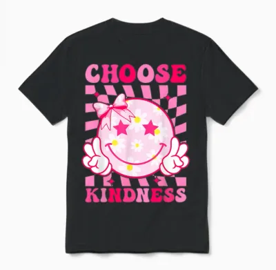 Choose Kindness Smile Face Groovy Be Kind Inspirational Unisex T-Shirt - Black