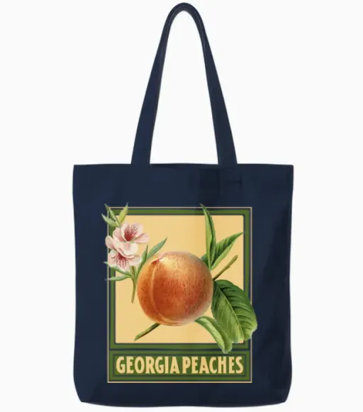 Georgia Peaches / Summer Design Tote Bags in Navy