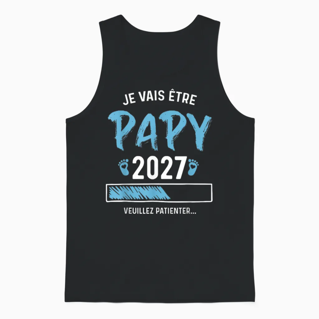 Homme Futur Papy 2027 Annonce Grossesse Papy 2027 Unisex Tank Top in Black