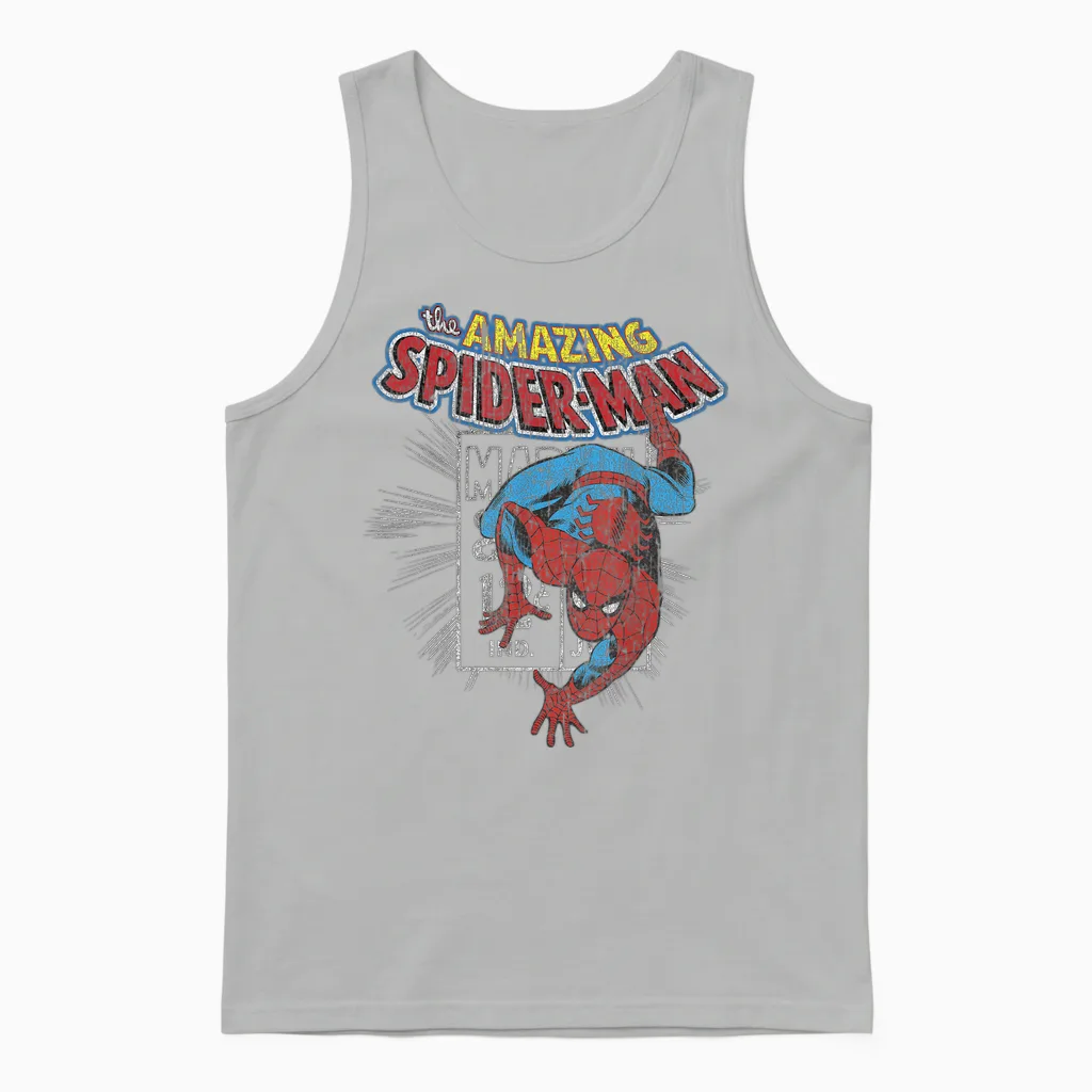 Marvel the Amazing Spider-Man Vintage Comic Unisex Tank Top in Ash