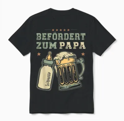 Befördert Zum Papa Baby Verkündung Für Werdende Väter Unisex T-Shirt - Black