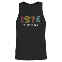 Retro 1974 Striped Vintage Unisex Tank Top - Black – 2