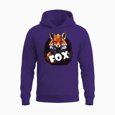 Fox Mascot T-Shirt Design Unisex Hoodie - Purple
