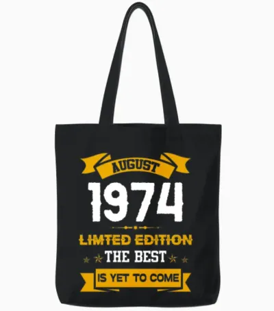 August 1974 Birthday Surprise Tote Bags - Black